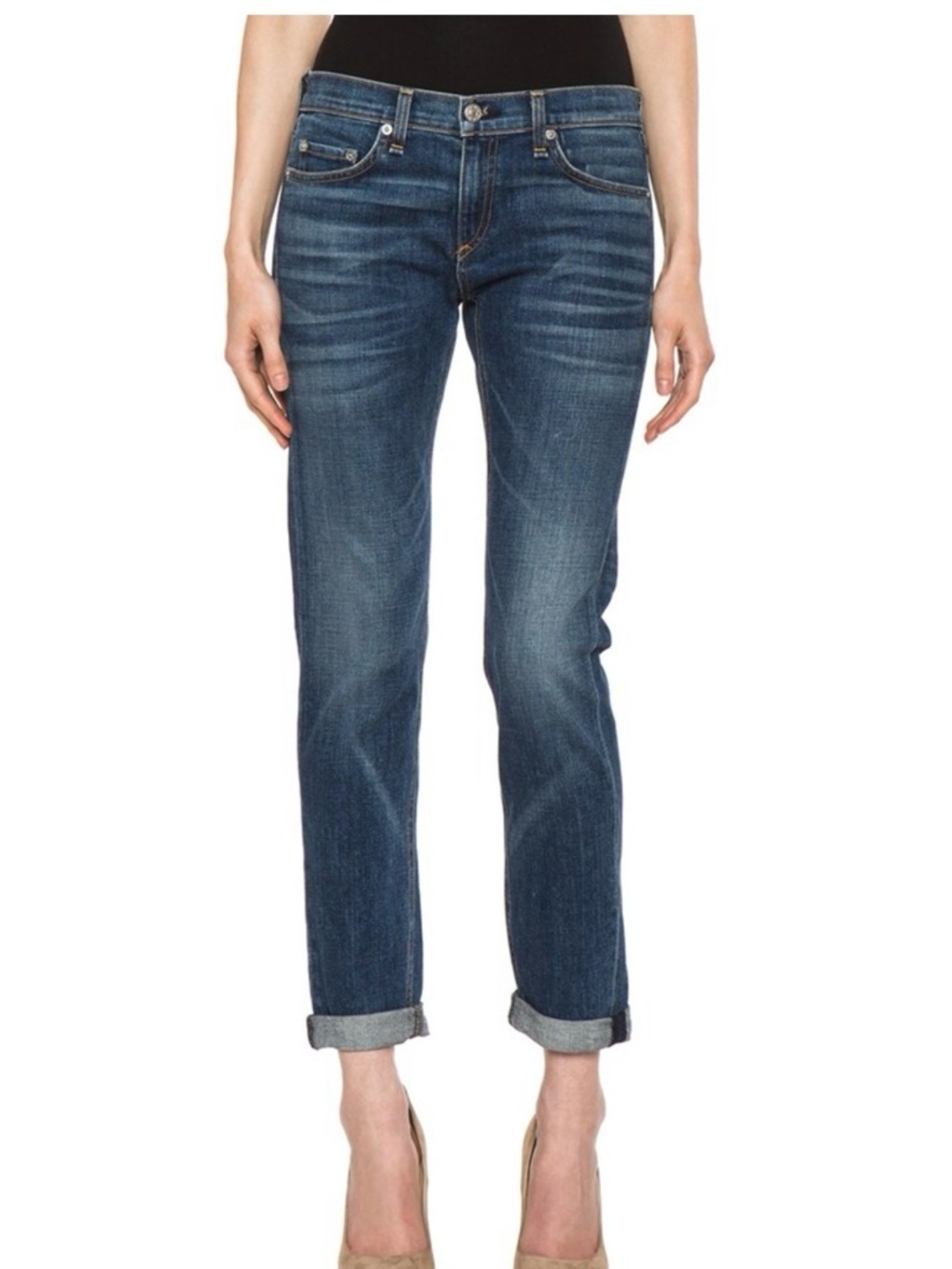 rag & bone Women's Straight Leg Jeans in Dark Blue Wash